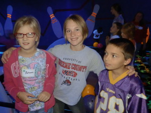 Bowling was part of the fun at the annual 4-H New Member Night Nov. 8. Pictured are Autumn Villebro, Bailey Cunningham and Isaac Anderson at Spare Time Lanes.