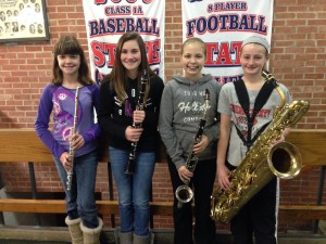Sixth graders in the Metro Honor band are from left)  Emily Hofer, Paige Heaning, McKenzie Mallicoat and Kassie Lamoureux.