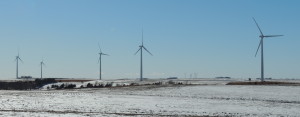 The five turbines of Junction Hilltop Wind. Hardin Hilltop Wind is in the background.