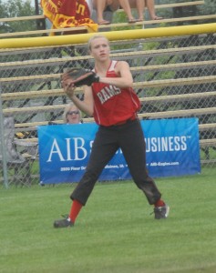 Sydney Koch was reliable in right field.   Photo by Mike Ketelsen, Ketelsen Photography