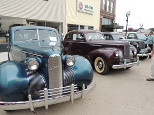 A 1939 LaSalle Series 50, a 1941 Packard business coupe Series 1900,, and a 1938 Chrysler Imperial New York Special, all owned by Al and Kate Neese of Grand Junction