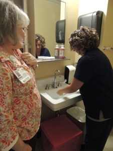 A review of correct hand washing techniques is part of the training
