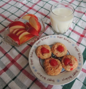 Cherry oatmeal cookies w milk