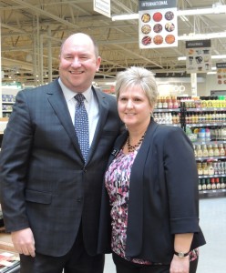 Hy-Vee chairman and CEO Randy Edeker and Jefferson store manager Lori Subbert