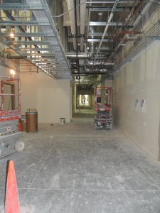 Facing east, patient rooms are on the right