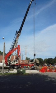 Backhoe on its side 2