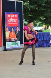 Gretah Kay Johnson, 10, of Jefferson, performs a tap dance in the Bill Riley Talent Search at the Iowa State Fair on Aug. 15. (Iowa State Fair/ Steve Pope Photography)