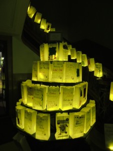 Luminaria from the Relay for Life decorated the courthouse