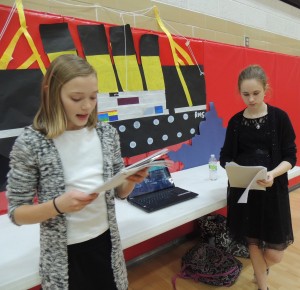 Brianna Osterson (left) and Hannah Curtis researched the sinking of the HMS Titanic