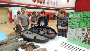 Daniel Gehling (left), Brady Stauffer and Cody Hueser (right) presented on bow hunting