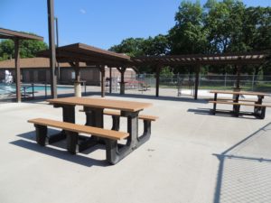 Pool shade and tables