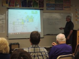 Dr Karber shows the schematic of the grades 5-12 building