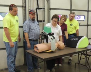 Among EMTs at the training were (from left) Andy Hamilton of Churdan, Pierre Kellogg of Grand Junction, Marcia Morlan of Greene County EMS, and Kathy Rose and Bill Gebhart of Churdan.